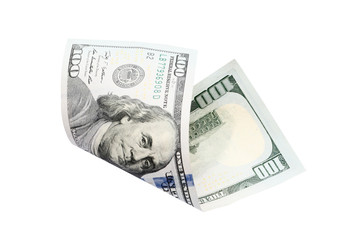 One hundred dollars isolated on white background. new one hundred dollars.