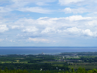 Beautiful landscape of Lake Ontario shore Ontario, Canada. Aerial landscape view of a beautiful bay on the Great Lakes.