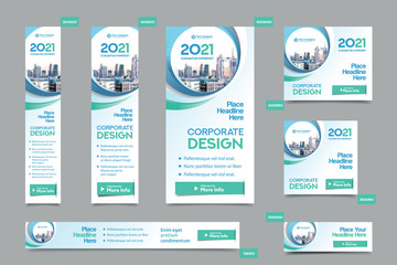 City Background Corporate Web Banner Template in multiple sizes. Easy to adapt to Brochure, Annual Report, Magazine, Poster, Corporate Advertising media, Flyer, Website.