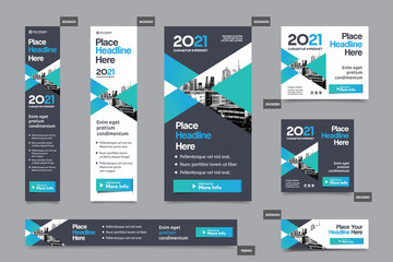 Fototapeta na wymiar City Background Corporate Web Banner Template in multiple sizes. Easy to adapt to Brochure, Annual Report, Magazine, Poster, Corporate Advertising media, Flyer, Website.