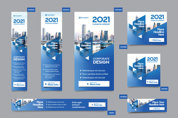City Background Corporate Web Banner Template in multiple sizes. Easy to adapt to Brochure, Annual Report, Magazine, Poster, Corporate Advertising media, Flyer, Website.