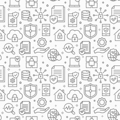 Security seamless pattern with icons. Vector illustration.