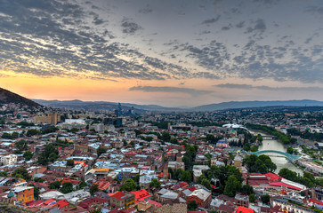 Fototapeta na wymiar Panoramic City View - Tbilisi, Georgia