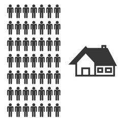 People Icons Work Group And House Vector Illustration