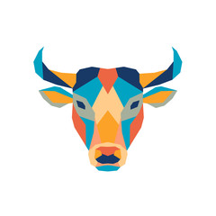Geometric polygonal bull. Abstract colorful animal head. Vector illustration.