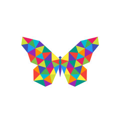 Geometric polygonal butterfly. Abstract colorful animal. Vector illustration.