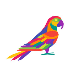 Geometric polygonal parrot. Abstract colorful animal. Vector illustration.