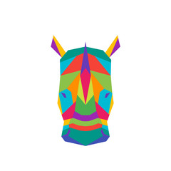 Geometric polygonal rhinoceros. Abstract colorful animal head. Vector illustration.