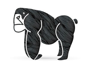 Angry Gorilla standing side view graphic vector
