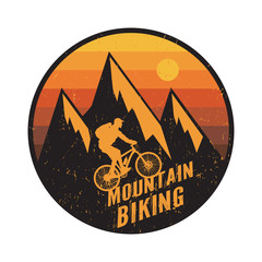 Emblem, badge or logotype of a rider on a mountain bike
