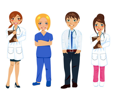 Set of doctors characters. Medical team concept in vector illustration design.