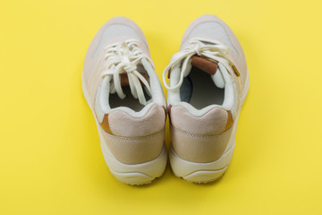 sport, fitness, shoes, footwear and objects concept