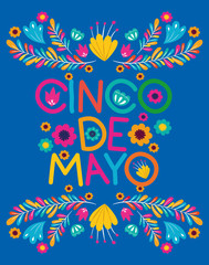 cinco de mayo card with floral decoration