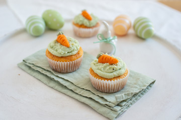 Carrot Hazelnut Muffins with marzipan carrots for easter 