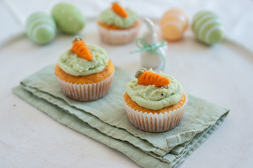 Carrot Hazelnut Muffins with marzipan carrots for easter 