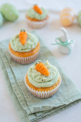 Carrot Hazelnut Muffins with marzipan carrots for easter 