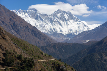Fototapeta premium Himalayas mountain range along the way to Everest base camp, Nepal