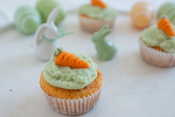Carrot Hazelnut Muffins with marzipan carrots for easter 