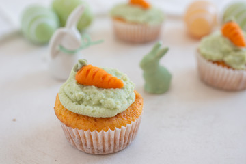 Carrot Hazelnut Muffins with marzipan carrots for easter 