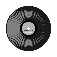Vinyl long play record with cartoon or flat color style. Symbol or logo concept design. Vector illustration.
