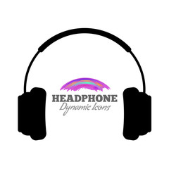 Headphones icon. Black symbol isolated on white color. Vector illustration.