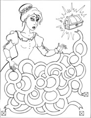 coloring book. princess. puzzles. tales 28