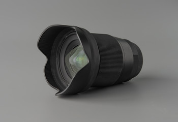 Black lens on grey background