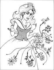 Obraz premium coloring book. princess. puzzles. tales 18