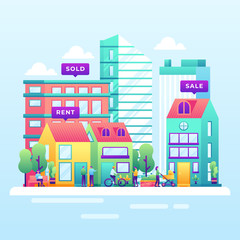  real estate business, website mobile site, vector illustration
