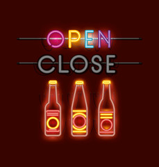 beer bottles neon lights