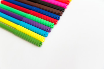 Multi-colored felt-tip pen for drawing in school or at home on a white background