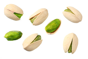 pistachio isolated on the white background. top view