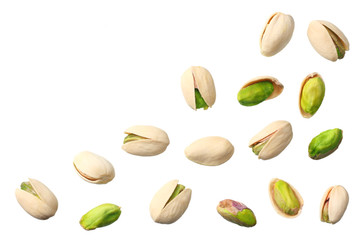 pistachio isolated on the white background. top view