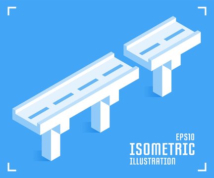 Road Bridge icon. Vector illustration in flat isometric 3D style.
