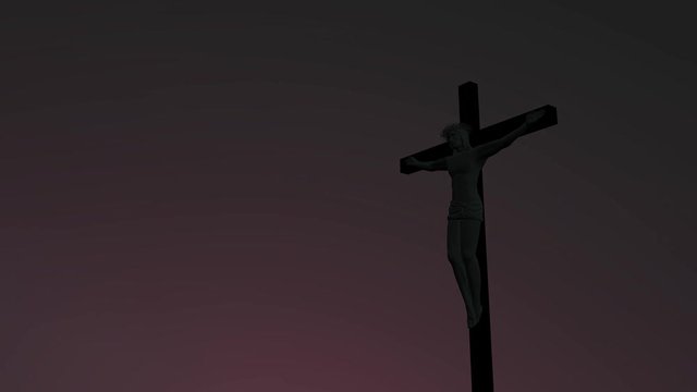 Crucifixion Statue Christ Jesus Sunset Timelapse 4K