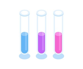 Test tube icon. Vector illustration in flat isometric 3D style.