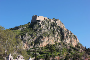 Palamidi castle on the hill above Nafplio city in Greece