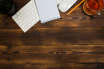 Top view office  desk  with copy space