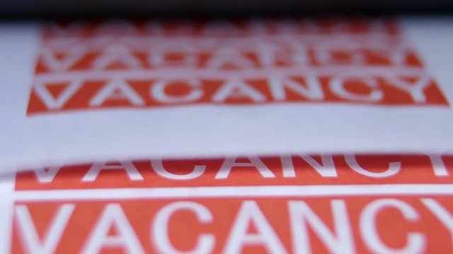 The printer prints a word a vacancy