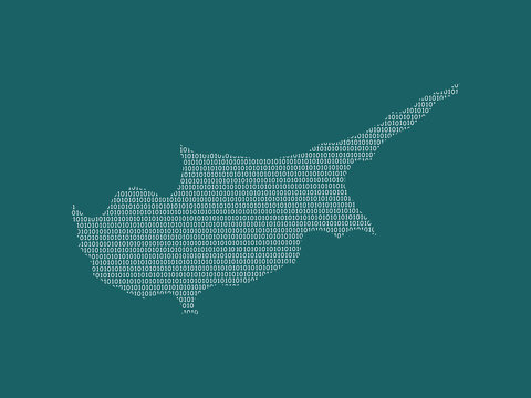 Cyprus vector map using white binary digits on dark background to mean digital country and the advancement of technology illustration