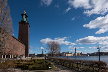 An sunny spring day, at the Town City Hall government in Stockholm,