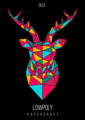 abstract low poly template. Poster with poligonal animal. Layout with modern art elements.
