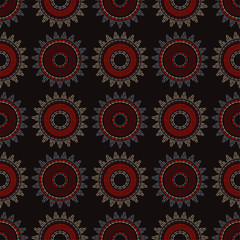 Polka dot seamless pattern. Mosaic of ethnic figures. Geometric background. Can be used for wallpaper, textile, invitation card, wrapping, web page background.