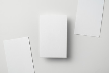 top view of 3 business card isolated on white