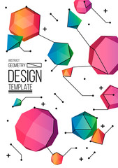 Minimal geometric background with low poly elements. Simple shapes with trendy gradients.