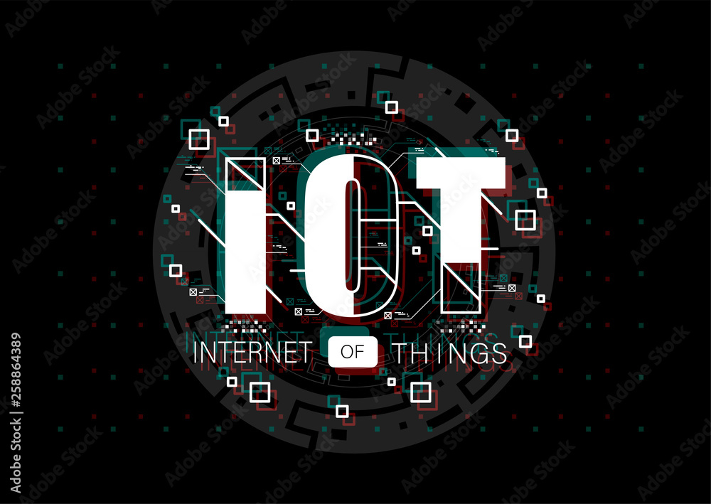 Fototapete iot. conceptual layout with hud elements for print and web. lettering with futuristic user interface