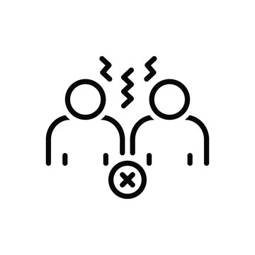 Black line icon for incompatible 