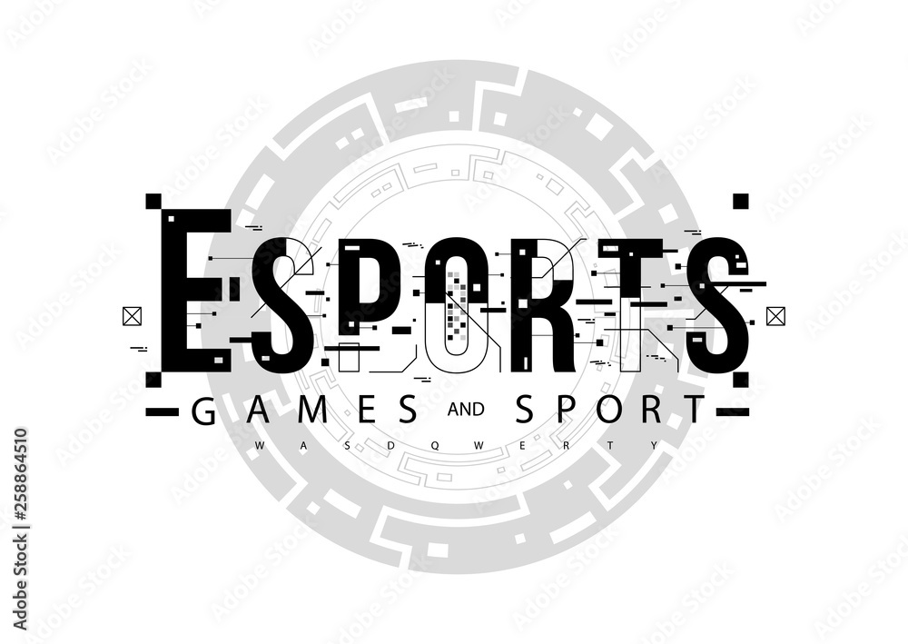 Fototapete esports. conceptual layout with hud elements for print and web. lettering with futuristic user inter