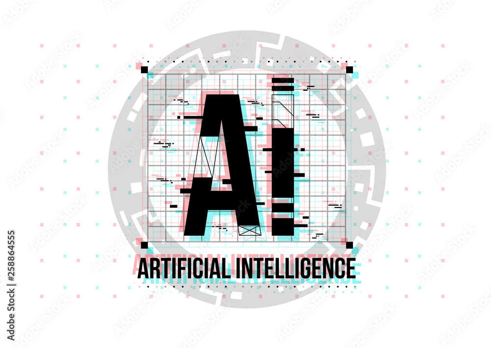 Poster ai. conceptual layout with hud elements for print and web. lettering with futuristic user interface 