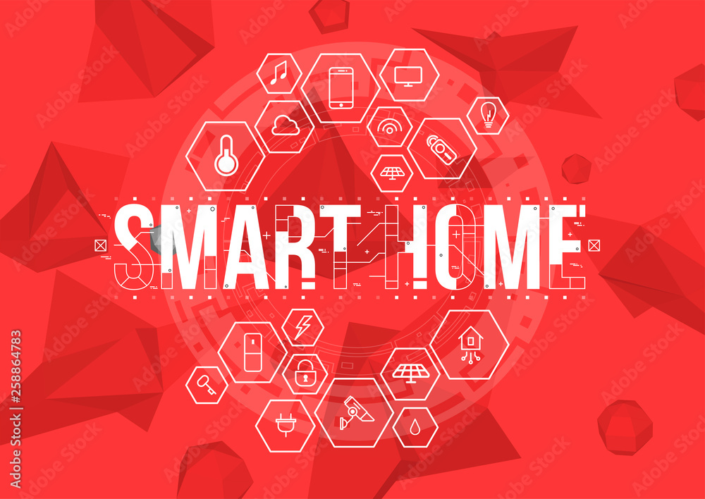 Fototapete Smart Home. Conceptual Layout with HUD elements for print and web. Lettering with futuristic user interface elements.